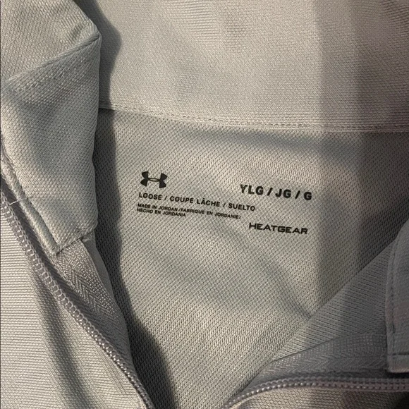 2 Youth L Under Armour Blue and Gray Quarter-Zip Pullovers - Picture 3 of 4